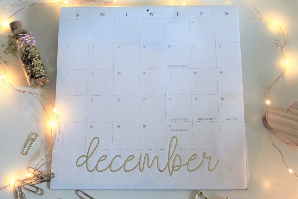 A calendar page for December